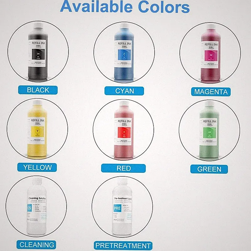 500ML DTG Ink Textile Ink For Seiko SPT-255 SPT-510 SPT-1020 SPT-508GS 510