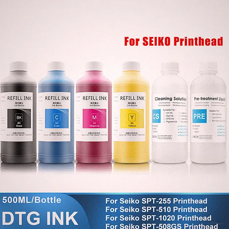 500ML DTG Textile Pigment Ink For Seiko SPT-255 SPT-510 SPT-1020 SPT-508GS