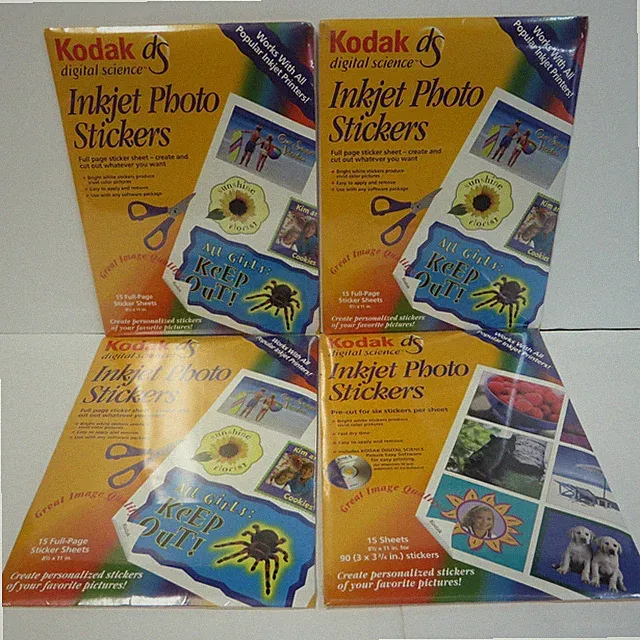Kodak Inkjet Photo Stickers 60 PAGES 360 3X3 3/4 STICKERS Bulk Lot 4 NEW PACKS
