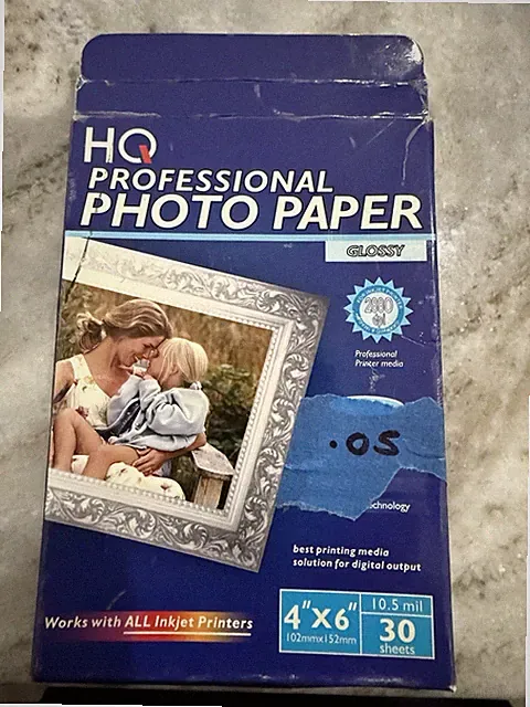 NEW HQ Professional Glossy 4x6 10.5 mil Photo Paper 30 Sheet box SEALED
